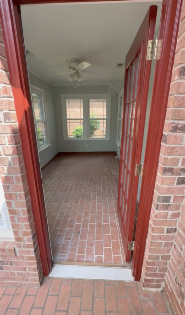 the trim of a door painted