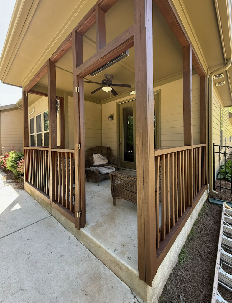 a back patio freshly painted